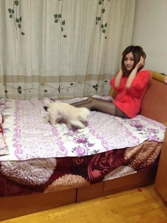 拱墅浓妆小妹美娜子,家里还养了条狗 第1张